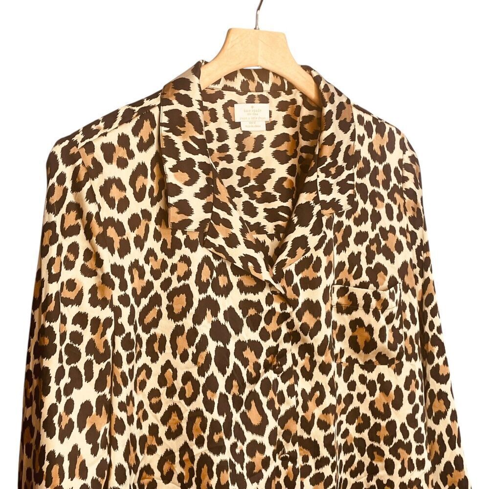 Kate Spade New York Leopard Print Button Down Blouse Top Shirt - Picture 4 of 12